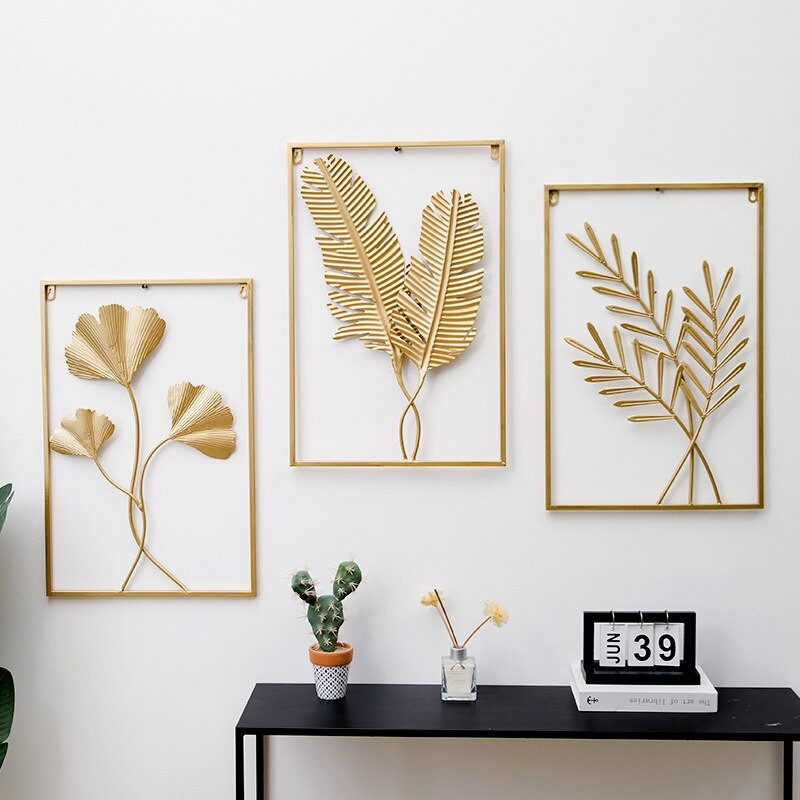 Triple W 60x40 Pajangan Hiasan Gantungan Dinding Daun Emas Wall Decoration