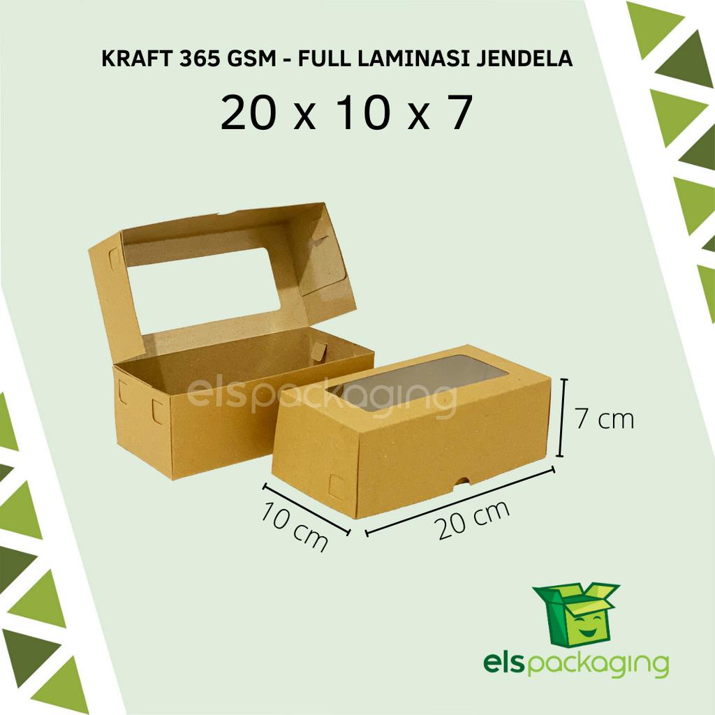 

Dus Kraft Laminasi jendela dus roll cake dus bolu dus bombolini dus brownies dus premium laminasi dus murah dus roti 20x10x7