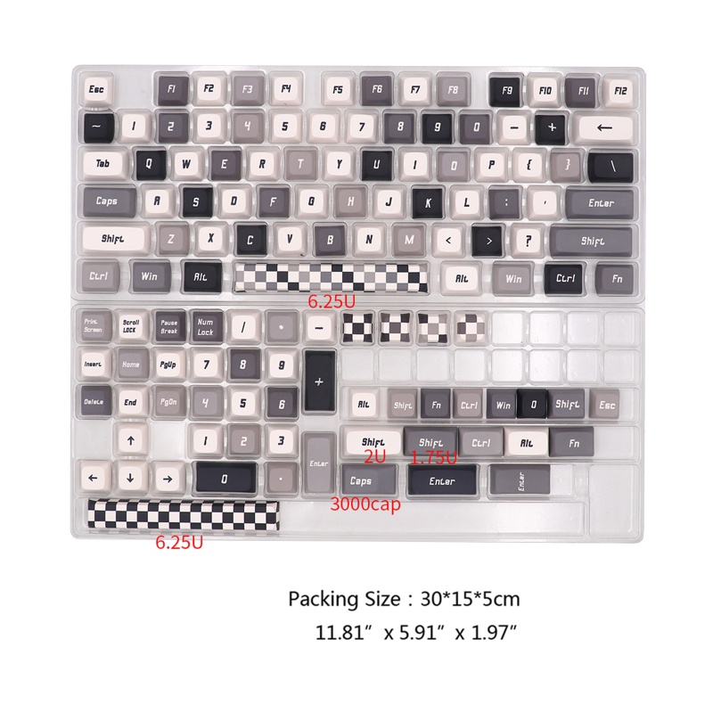 Vivi 125 Keycaps / Set XDA Profile Custom Motif Kotak-Kotak Hitam Putih Untuk Keyboard PBT GH60 61 64 87