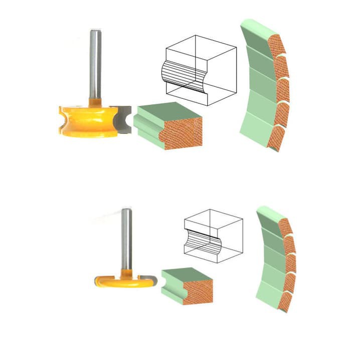 Mata Profil Flute and Bead Canoe Sambungan Papan Kayu Router Bit MPT04