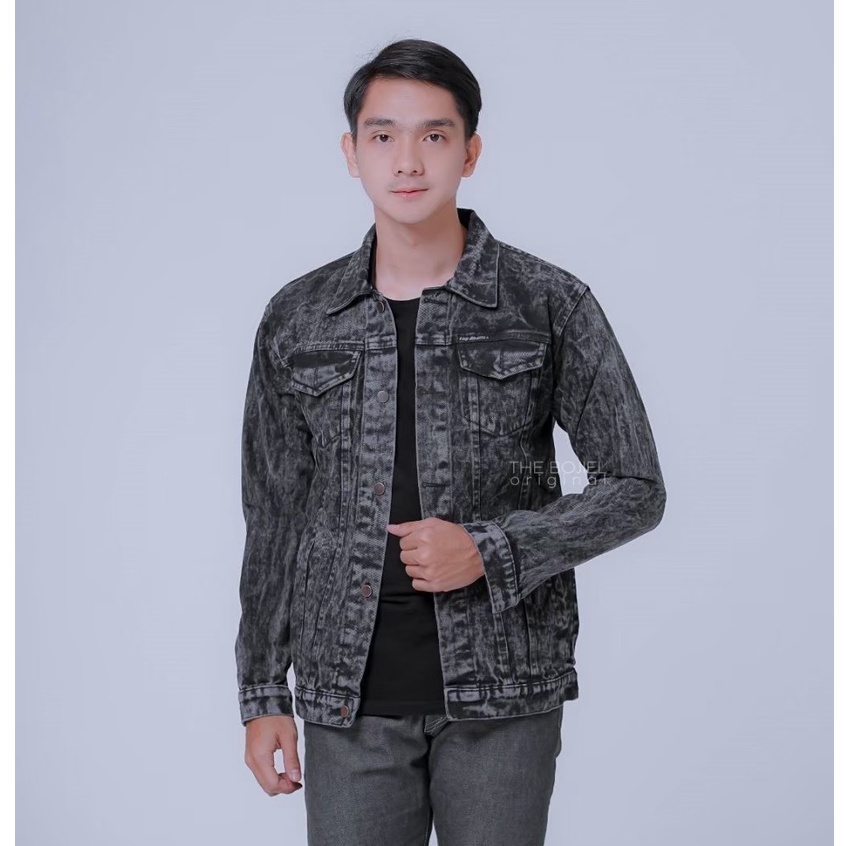 Jaket Jeans sandwash pria dewasa m l xl Jaket Pria Original Jaket sandwash Polos Tebal Kualitas Premium Pria Jaket Cowok