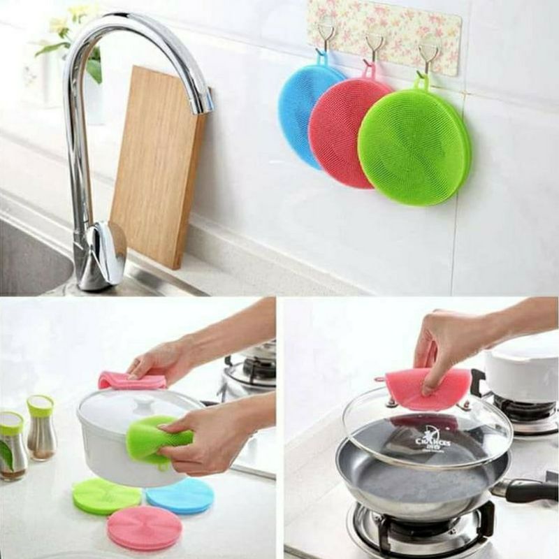 SPON PENCUCI PIRING SILICON SERBA GUNA SPON SILICON SPONGE ANTI GORES SILICONE PEMBERSIH ALAT DAPUR