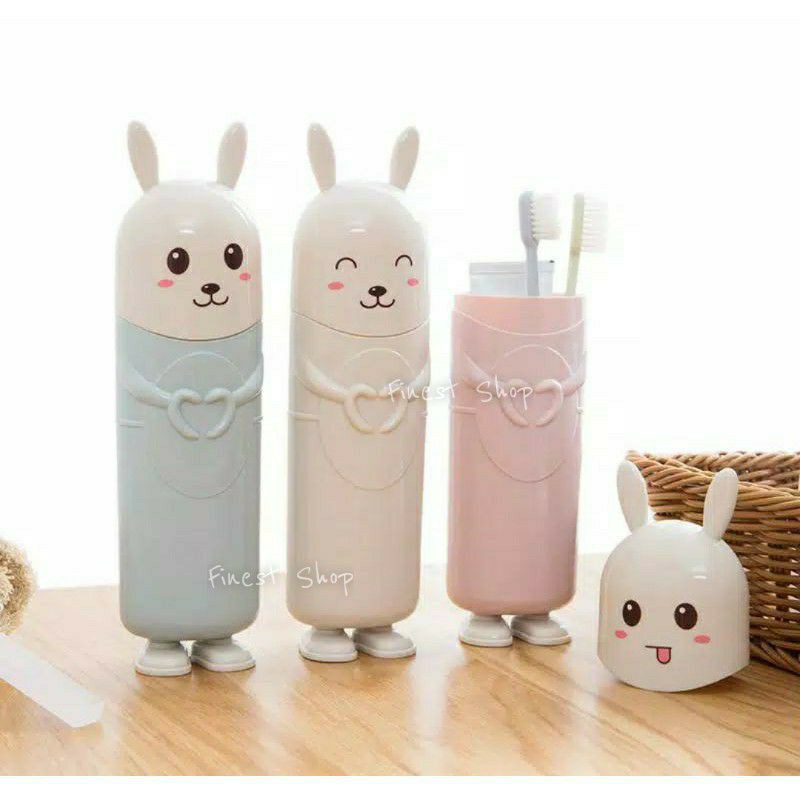 Tempat Sikat Gigi Odol Kelinci Kotak Penyimpanan Serbaguna Rabbit Bunny Pensil Alat Tulis Handuk