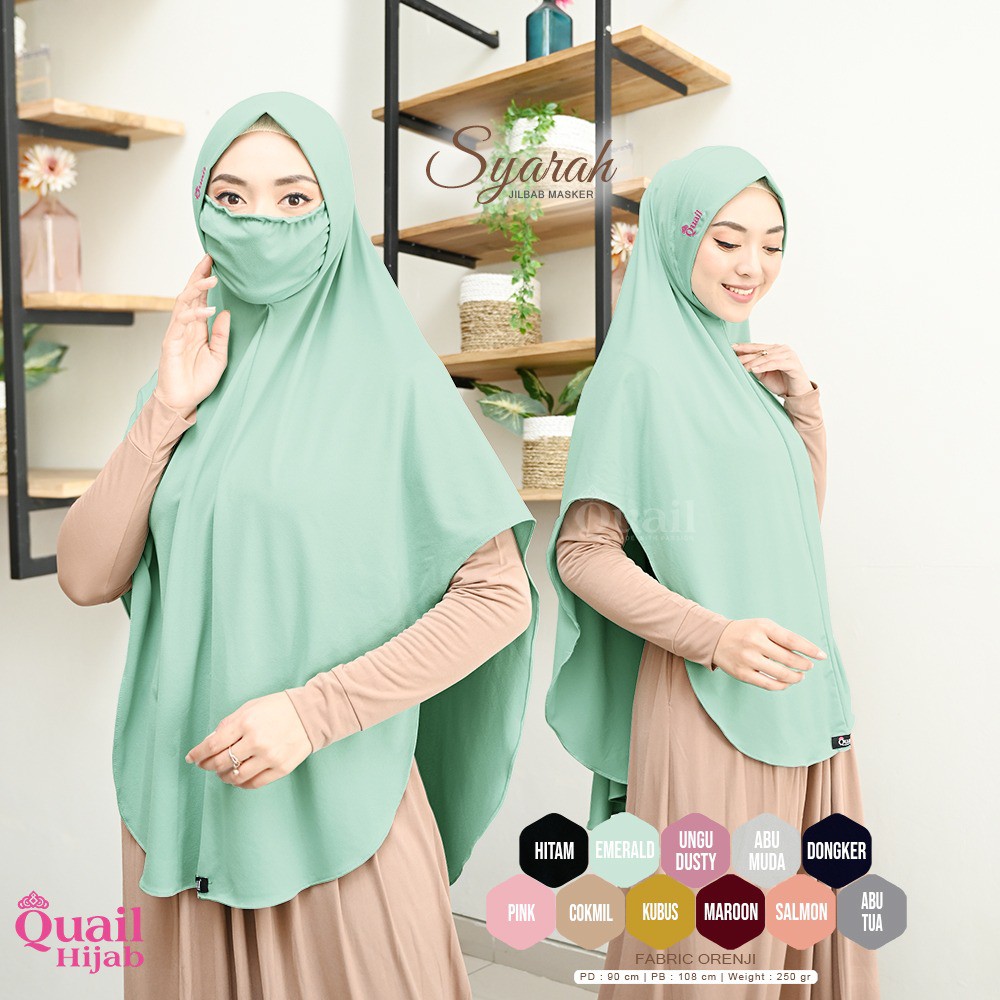 [Restock 250820] SYARAH Daily hijab masker polos Quail Hijab bahan jersey Ori Murah