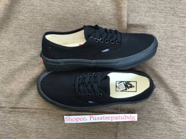 OBRAL VANS AUTHENTIC PREMIUM ALL BLACK FULL HITAM WAFFLE DT