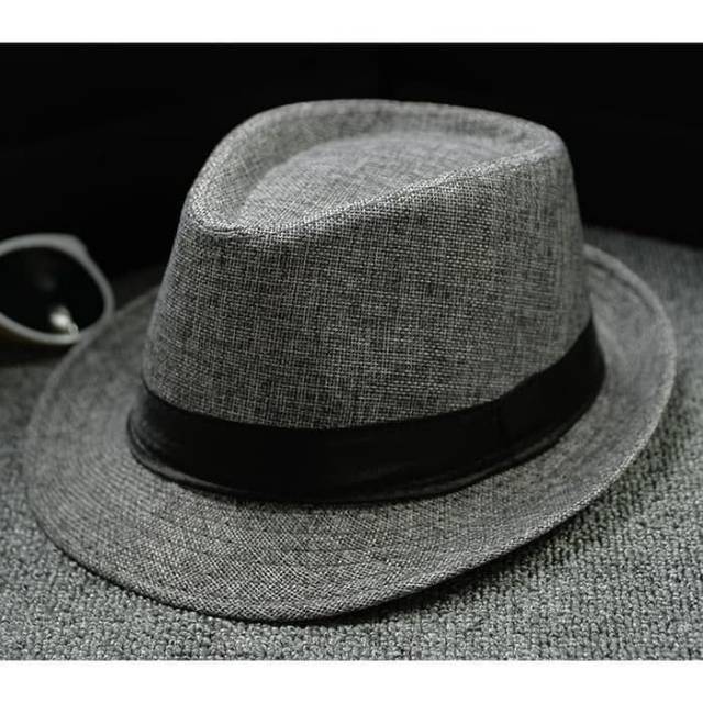 Topi fedora jerami polos dewasa kualitas import