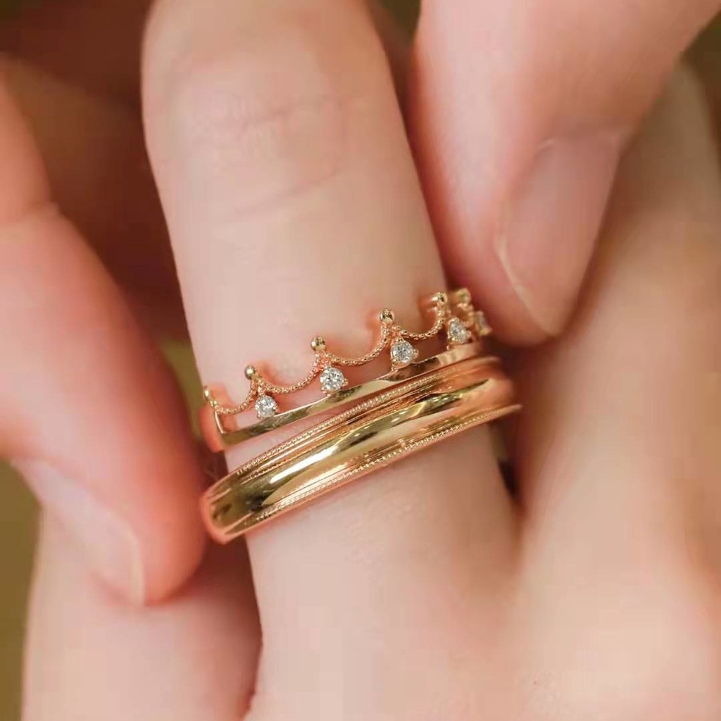 Cincin Berlian 925 silver Bentuk Mahkota Untuk Pria Dan Wanita