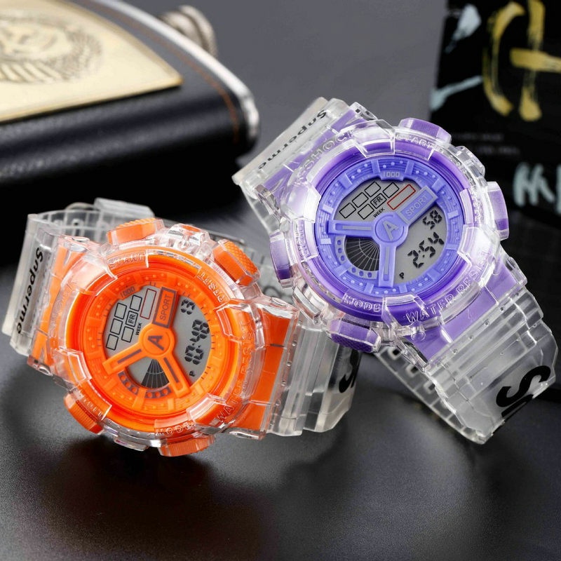 Jam Tangan Digital Wanita Dan Pria Strap Rubber Transparan Gaya Korea / Jam Tangan Rubber Transparan