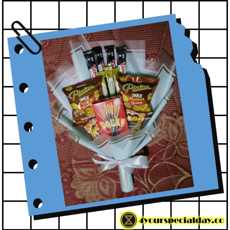 

Buket Snack Bouquet Makanan Kertas Cellophane size M