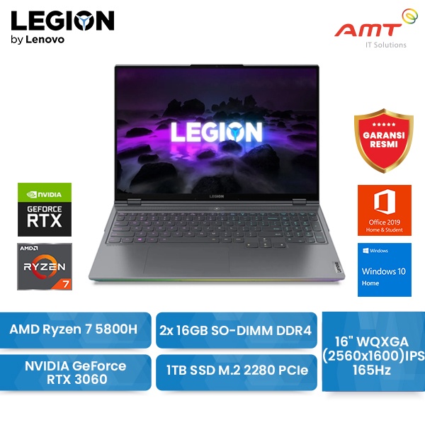 LENOVO Legion 7 16ACHg6 16" Ryzen 7 32GB RTX 3060 1TB SSD W10 OHS
