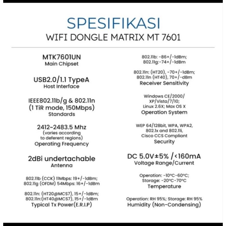 WiFi Dongle Matrix MT 7601 (MT7601)