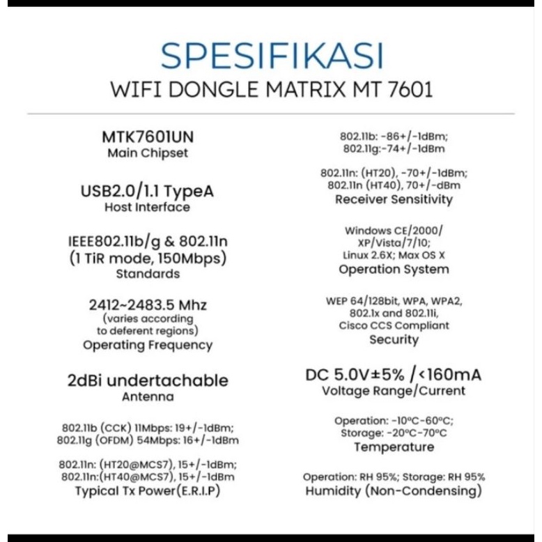 WiFi Dongle Matrix MT 7601 (MT7601)