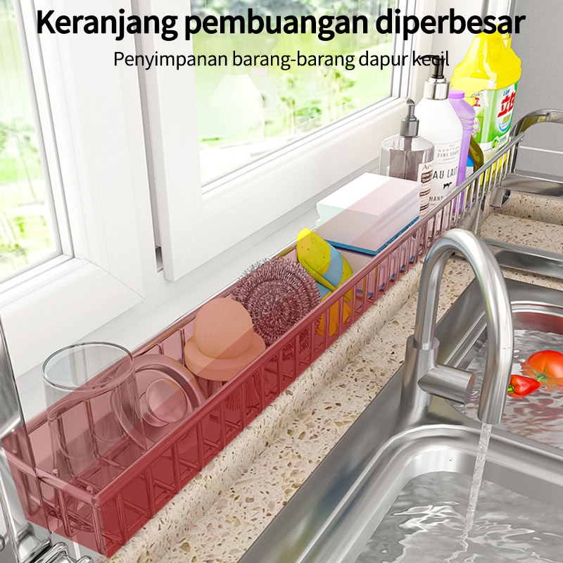 Rak Wastafel Dapur Multi-fungsi Rak Piring Rak Penyimpanan Rak Pembuangan