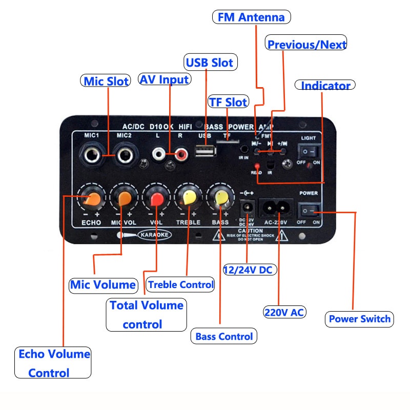 COD 10 inci 5inci Amplifier Board Karaoke Audio Bluetooth USB FM Radio TF Player Subwoofer 30-120W