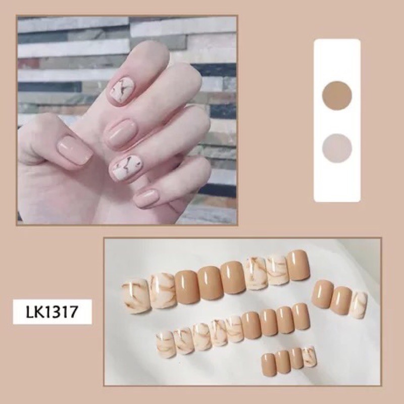 24pcs marble nude nails kuku palsu marmer / fake nails marble kupal wedding nail