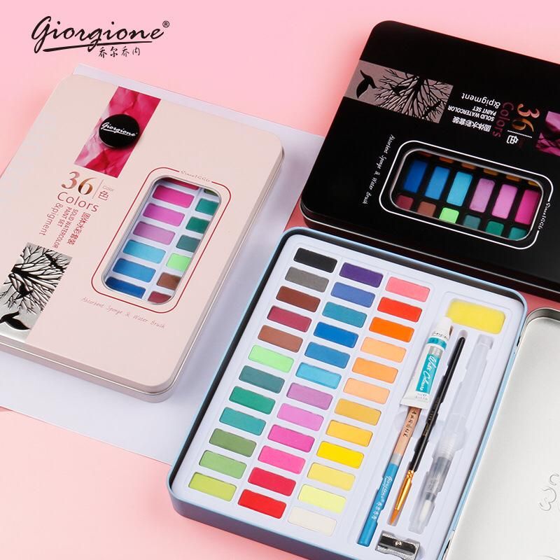 

BB - Giorgione watercolor paint 36 warna pink biru cat air anak traveling hadiah