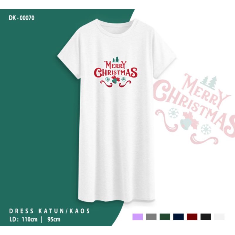 DRESS NATAL MERRY CHRISTMAS FONT OVERSIZE/DRESS KATUN 30S