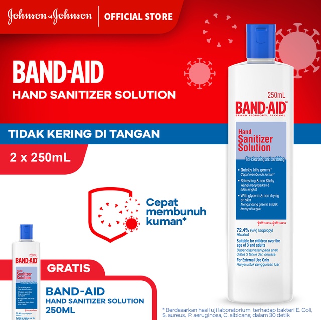 Band-Aid Hand Sanitizer Solution 250 ml (Buy 1 Get 1