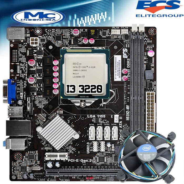 Motherboard MOBO Mainboard H61 + i3 3220+ FAN