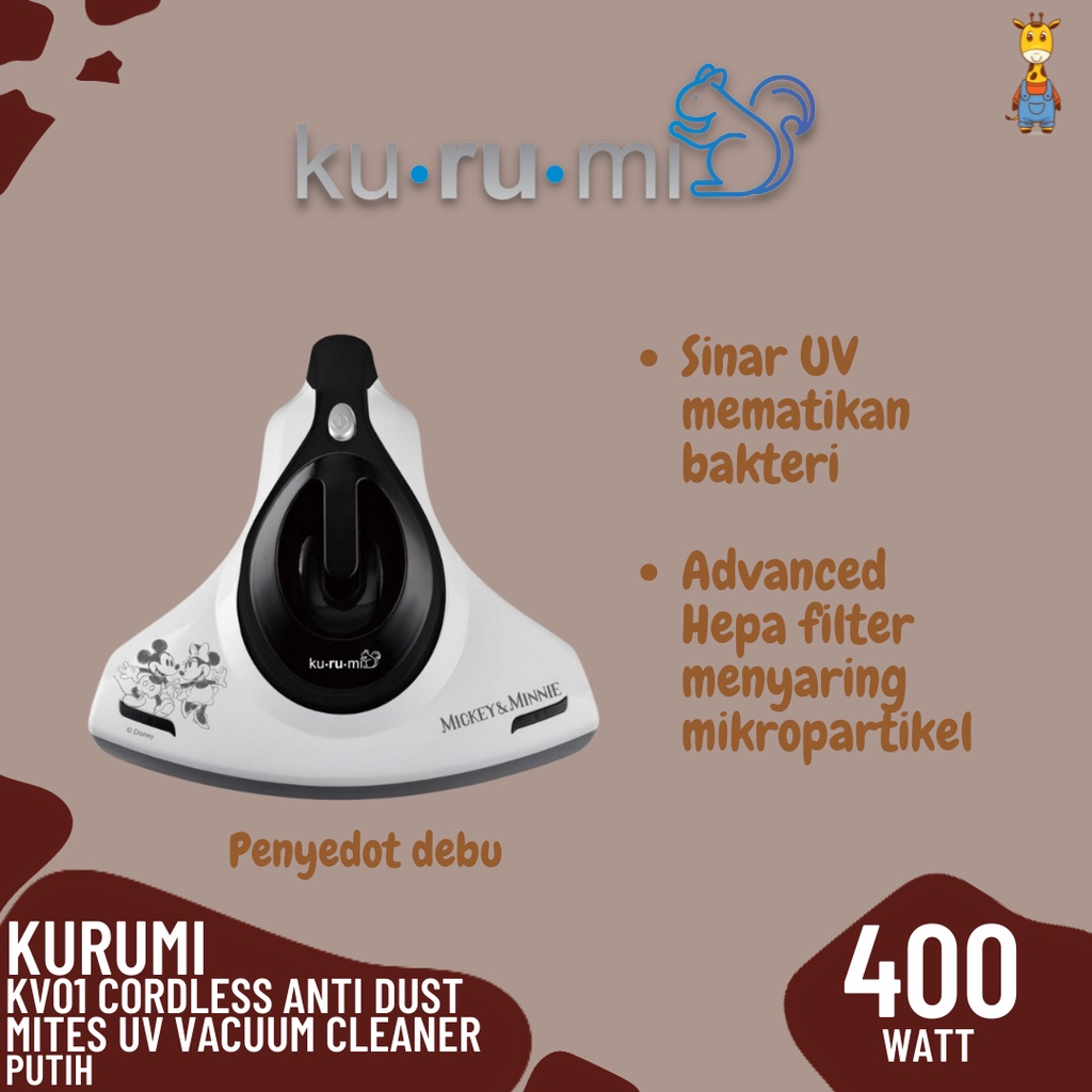 Kurumi KV01 Cordless Anti Dust Mites UV Vacuum Cleaner - Penyedot Debu