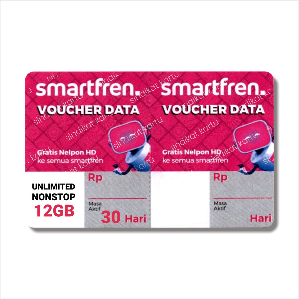 Voucher Smartfren UNLIMITED NONSTOP 12GB+ 30Hari