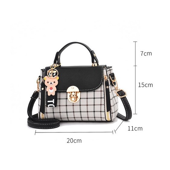 BJ1200 - Black/Brown/Gray/Green/Pink/Red - TAS SLEMPANG KOREA IMPORT FASHION WANITA MOTIF KOTAK TERMURAH TERLARIS TERBARU FREE GANTUNGAN TAS BATAM BAGSTORE JAKARTA KPC8650 VC85758 LT1275 BQ2046 ZC3870 EL200 JT387 CR7041 GT1361