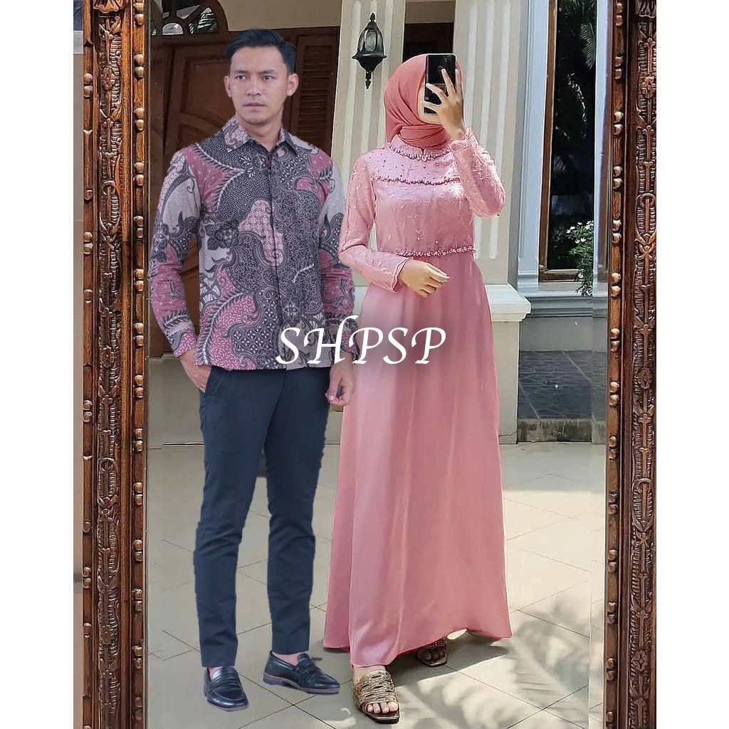 ADA ANAK !!! SHOPASHOP SOLO Batik Couple Rayya #2 dress Tiara + Kemeja batik - BISA COD COUPLE GAMIS MAXI DRESS BRUKAT LUNA - MAXI COUPLE GAMIS BROKAT GAMIS PESTA KONDANGAN