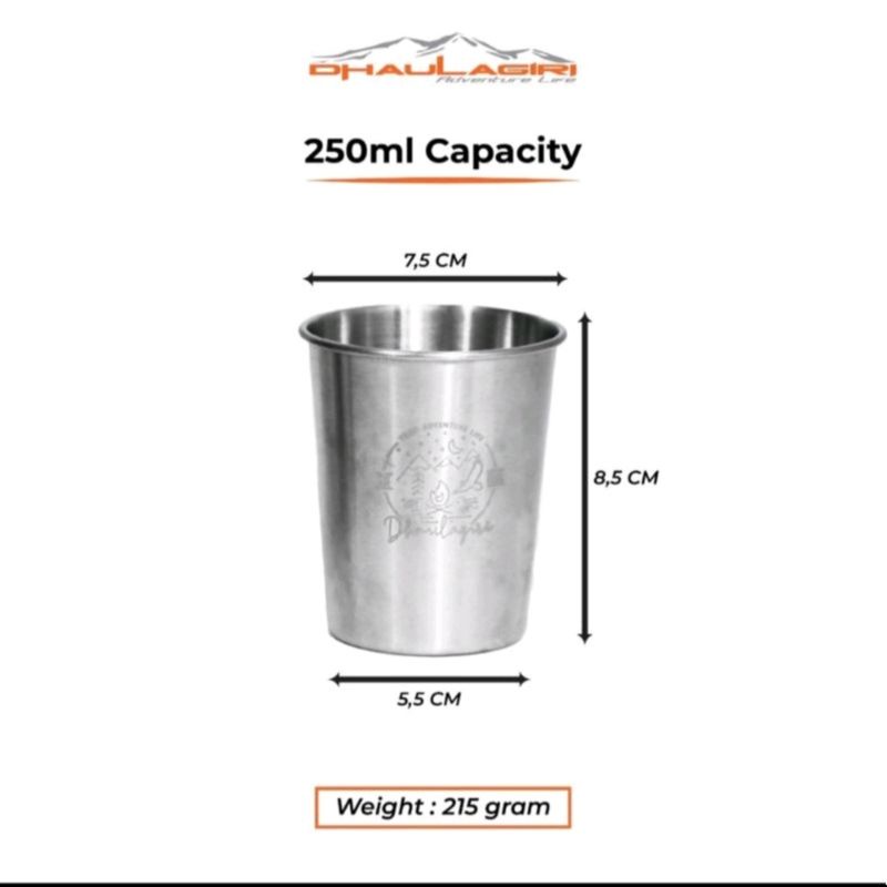 gelas sloki/ gelas stainless steel/ gelas camping/ gelas 250 ml