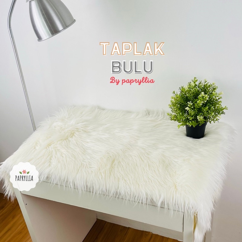 Taplak Meja Aesthetic Taplak Meja Ruang Tamu Bulu Panjang Taplak Meja Rias ( Putih Korea )