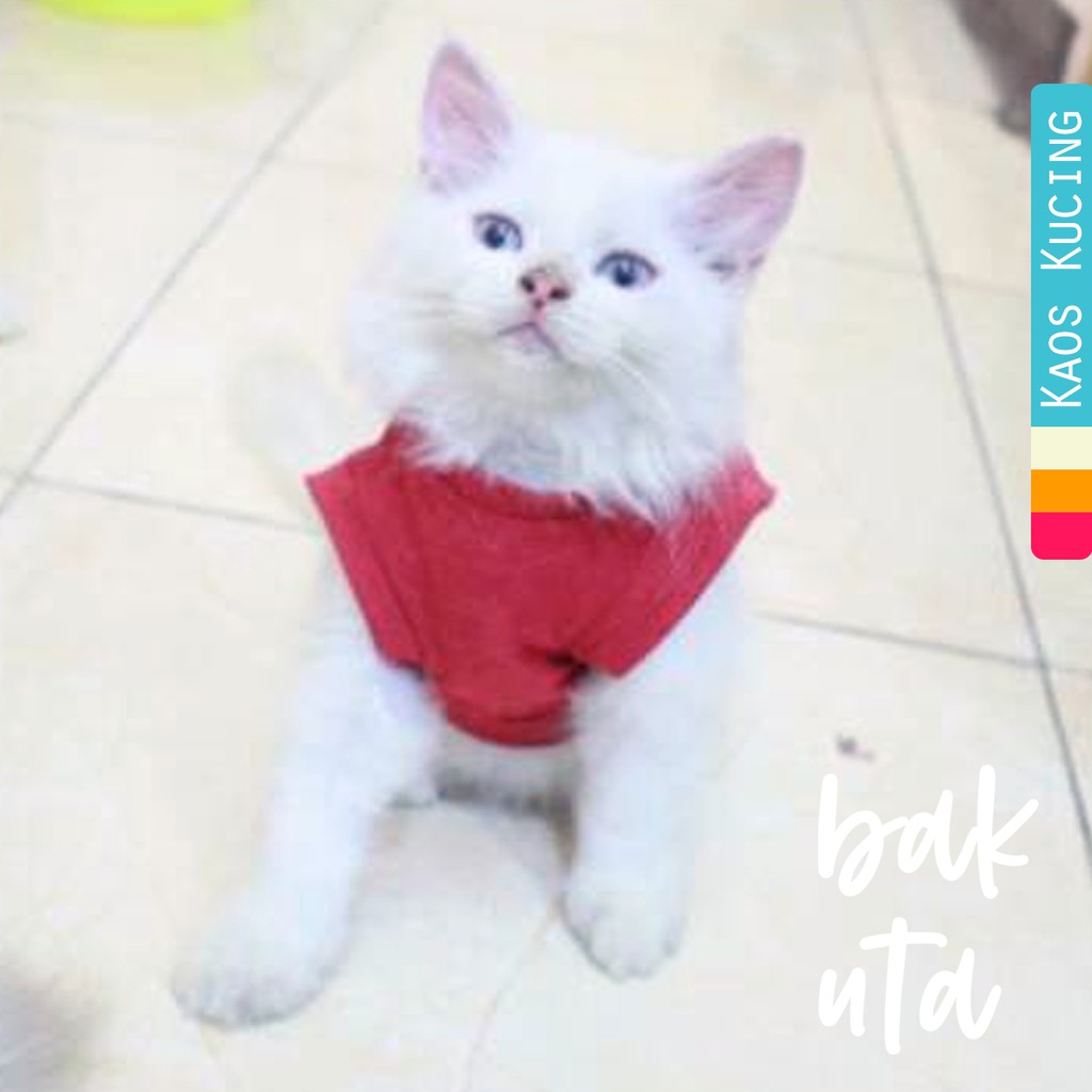 Kaos simple polos warna merah / baju kucing dan anjing size S M L XL (pilih ukuran)