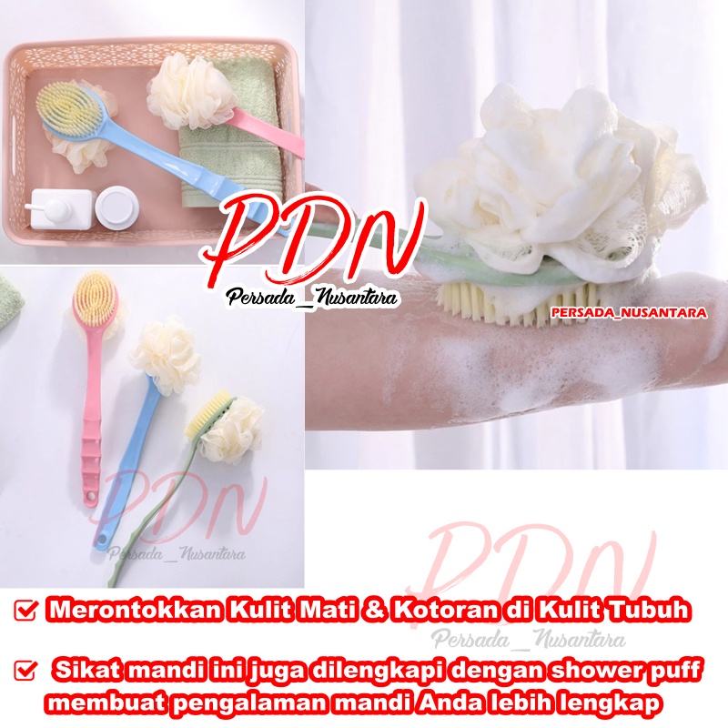 SPONS MANDI SHOWER PUFF BRUSH SIKAT MANDI PUNGGUNG PEMBERSIH DAKI ALAT BANTU BUSA SIKAT PENGGOSOK BODY SCRUB DAKI PUNGGUNG BADAN GAGANG PANJANG PN68