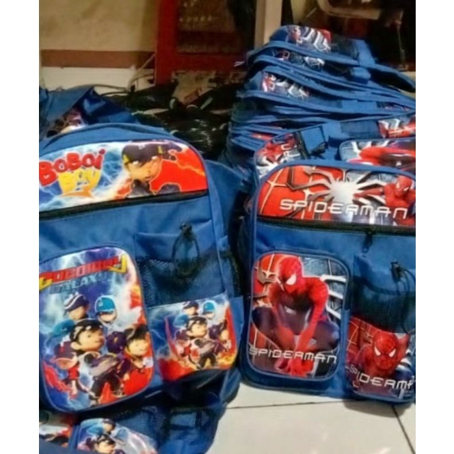 REALPICT Ransel anak Boboiboy/Spiderman gratis botol minuman