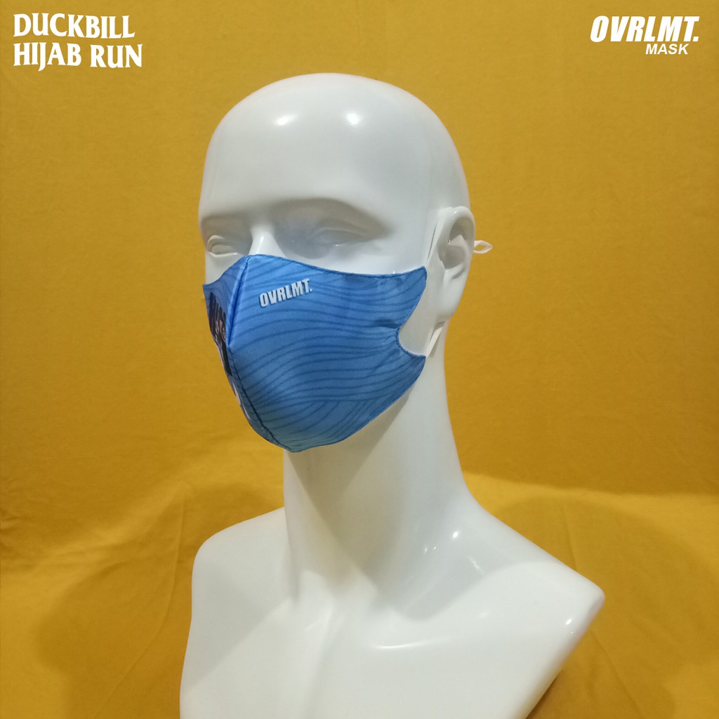 Masker duckbill Overlimit Hijab Run masker Kain Pria Wanita Cowok Cewek Tali Karet Elastis 3 PLY