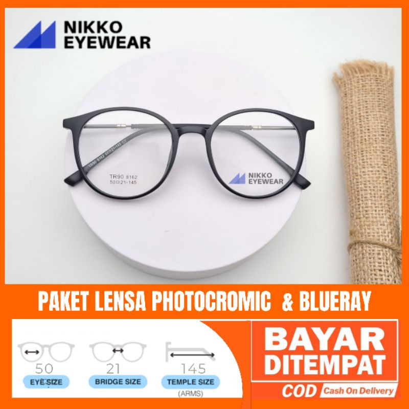 Paket Kacamata 8162 Lensa Photocromic Blueray