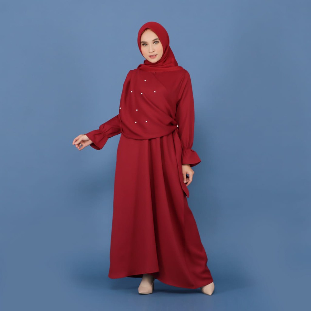 TokoMilkan - Dress Wanita Dewasa Muslim MUTIARA Bahan Moscrepe