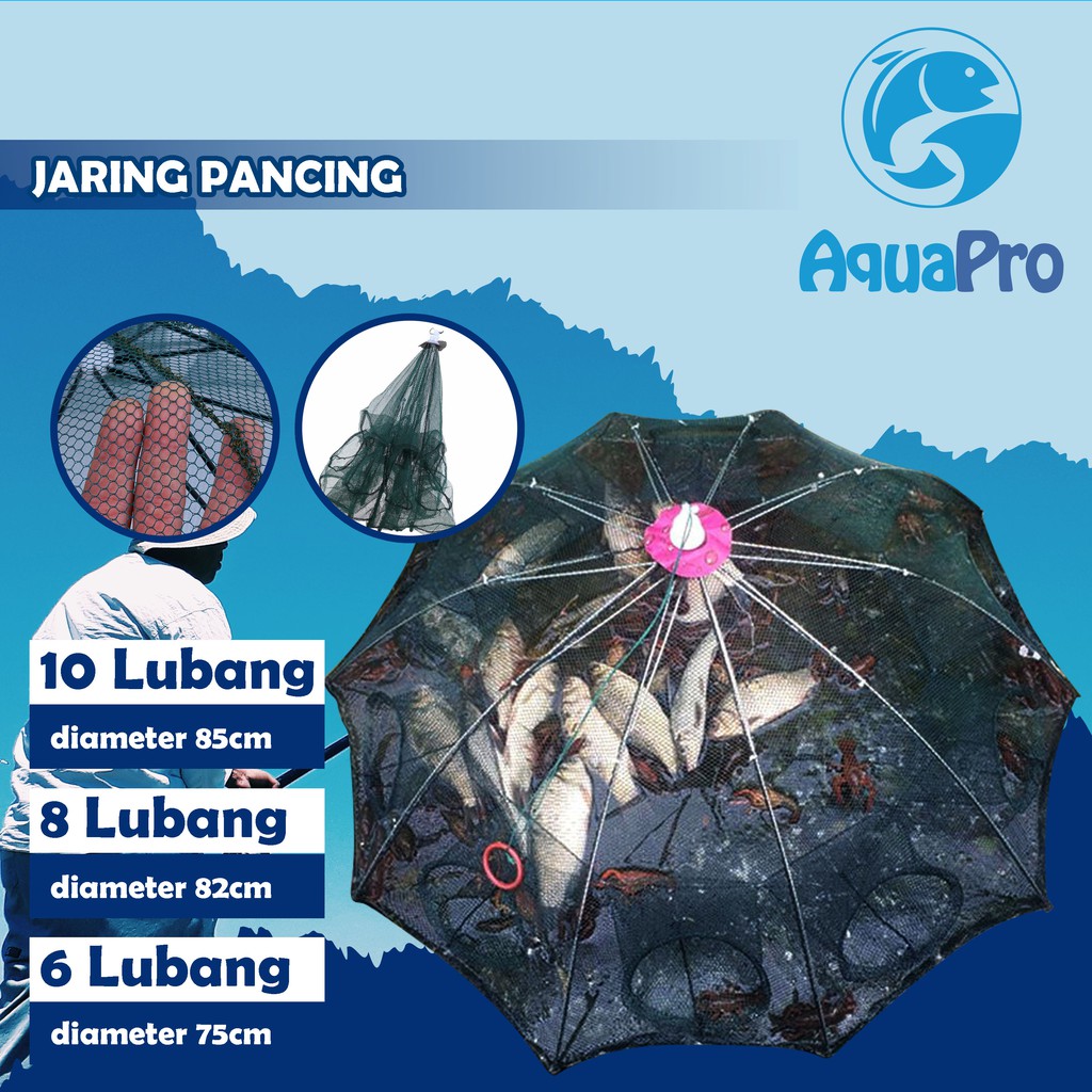 Payung Bubu Jaring Jebakan Perangkap Udang ikan Kepiting Model Payung 6 8 10 Lubang