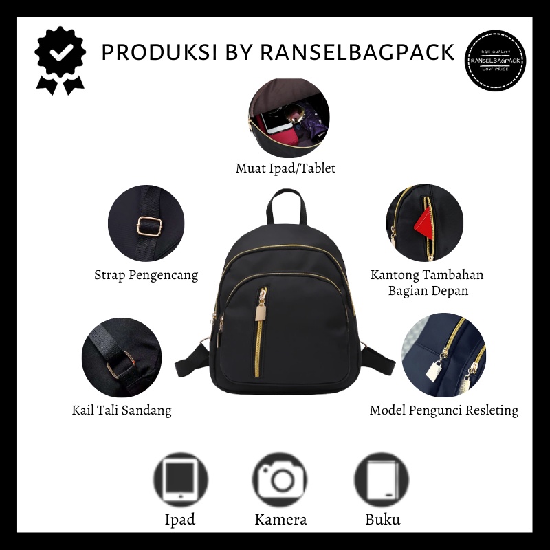 Tas Ransel Wanita - Tas Sekolah Kuliah Kerja Traveling Model Fashion Korea Stylish Anti Air Terbaru Murah Kekinian Backpack Multifungsi Punggung Bahu Kualitas Bagus Import Lokal Original Perempuan Cewek