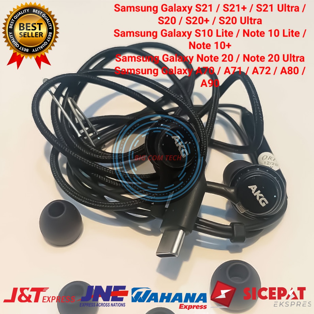 Earphone Headset Handsfree Samsung AKG S21 / S21 FE / S21+ / S21 Ultra / S20 / S20 FE / S20+ / S20 Ultra / A33 5G / A52s 5G / A53 5G / A73 5G / Z Fold2 5G / Z Fold3 5G Usb Type-C Original