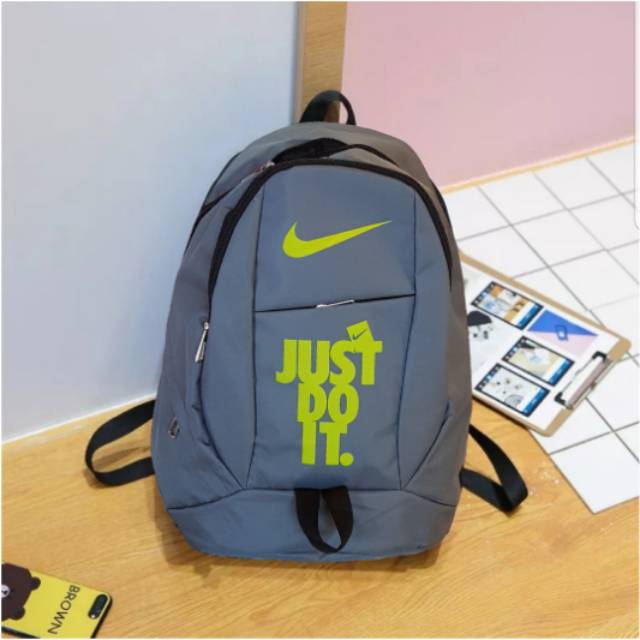 Tas Punggung Pria Wanita Sablon Nike Nilon Tahan Air Baru Tas Travel Wanita Tas Sekolah untuk Remaja Perempuan Tas Buku Warna Solid Tas Buku Mochila