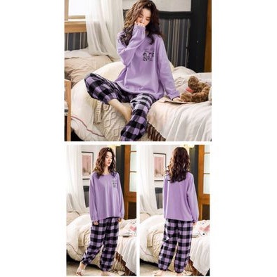 Baaju.id Set Piyama Wanita Import Baju Tidur Wanita Lengan Panjang Celana Panjang  Baju Tidur Joger KR1002