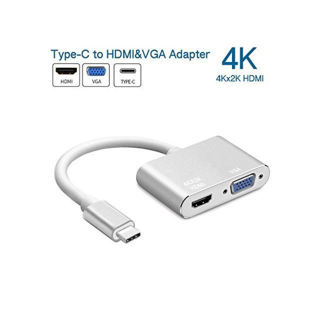 TYPE C To HDMI &amp; VGA Adapter 2 IN 1 Support 4K Type c to hdmi vga