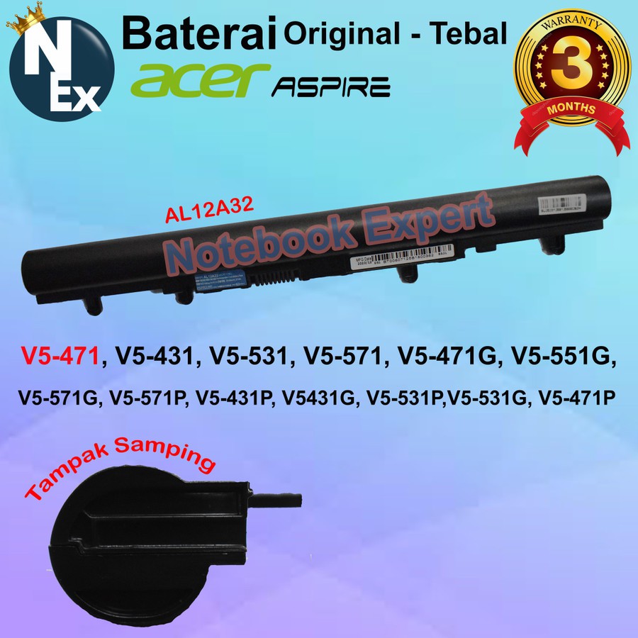 BATTERY ACER V5-471 V5-431 ORI 14.8V 2500MAH