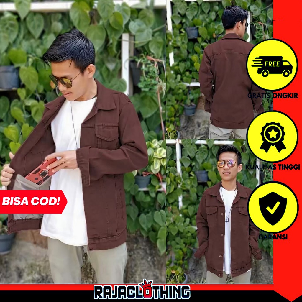 RCL - Jaket Jeans Denim Coklat Tutung Pria Wanita Big Size Jumbo M.L.XL.XXL Bahan Jeans Tebal Gratis Ongkir Harga Termurah