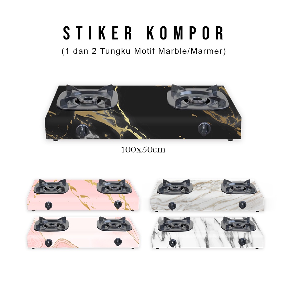 Stiker Kompor dapur 1 tungku dan 2 tungku Motif Marble  Marmer Minimalis