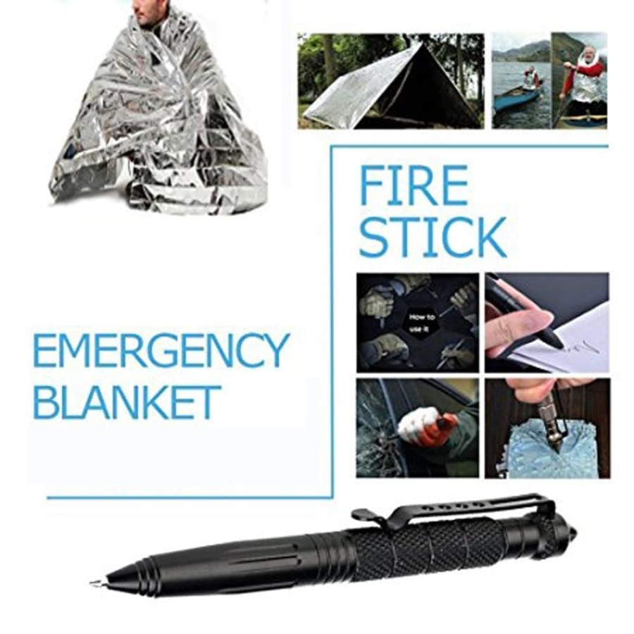 Survival Kit 11 in 1 Multifunctional First Aid SOS Tools. - 039 -Black