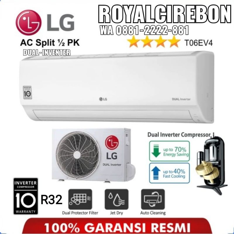 Ac LG dual INVENTER 05PK Low320Watt (06EV4) GARANSI10THN (3x3METER) +PlusJasaPasang Pipa Braket CRB