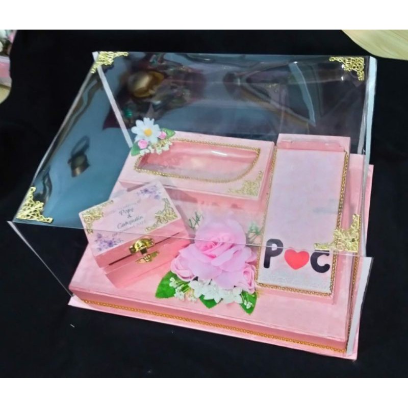 kotak mahar uang, cincin dan kalung