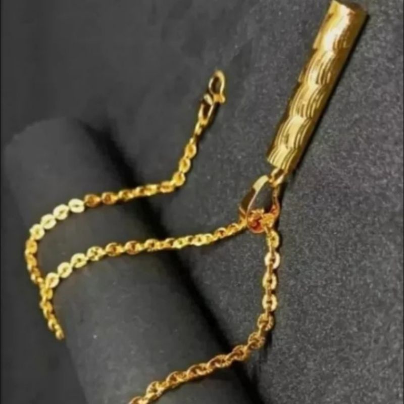 Kalung Nori Ukir Liontin Bambu Lapis Emas 24k Asli anti Luntur