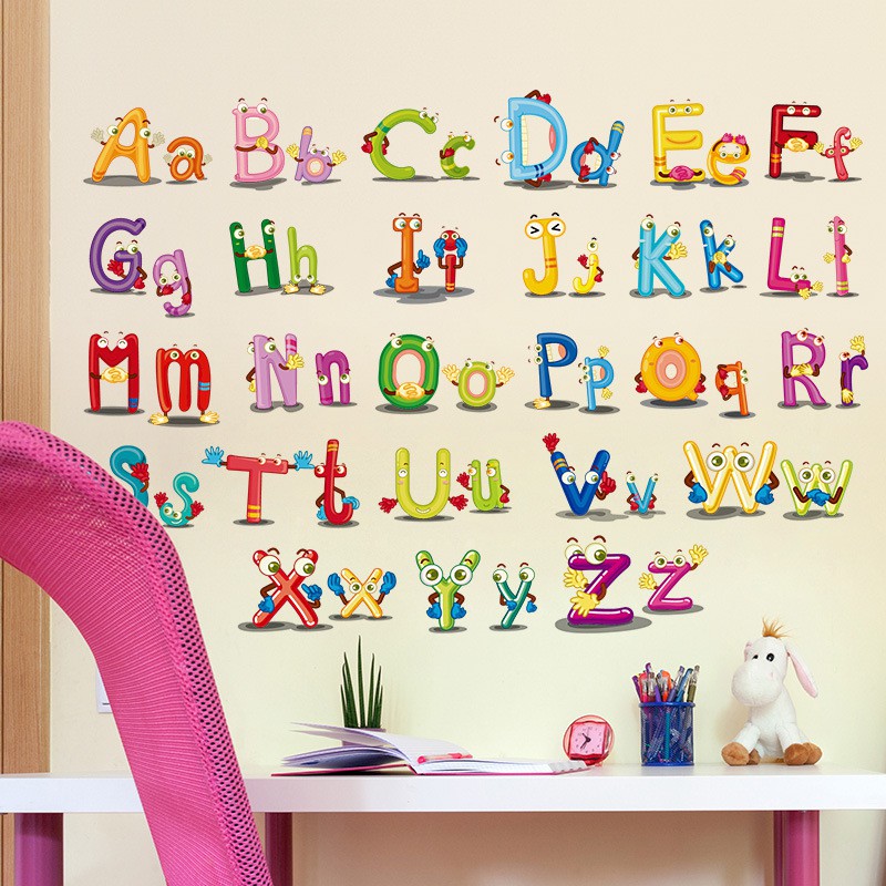 Reliza Wall Sticker Alpabeth 46x60cm Huruf Abjad Study Anak Belajar Stiker Dinding LDR6220