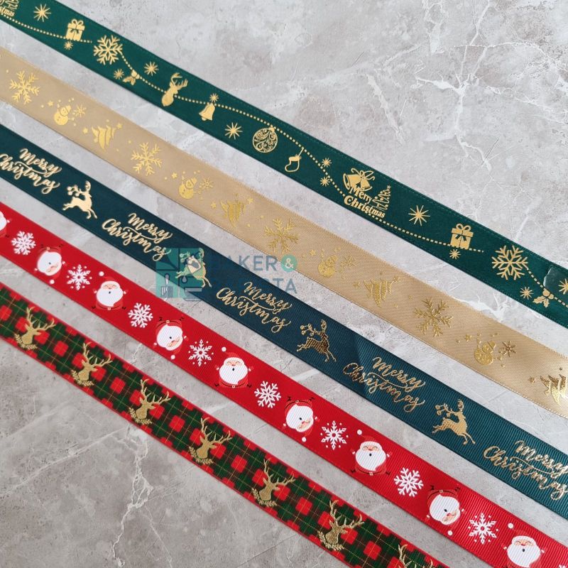 

Pita xmas 2.5cm / Christmas ribbon / pita natal (PER METER) lebar 2,5cm pita hias natal xmas ribbon